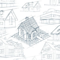 architect desktop house sketch background