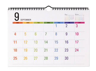 Colorful calendar with clipping path