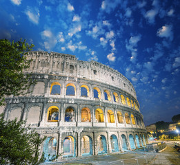 Fototapeta na wymiar Rome, Italy. Wonderful view of Colosseum at dusk
