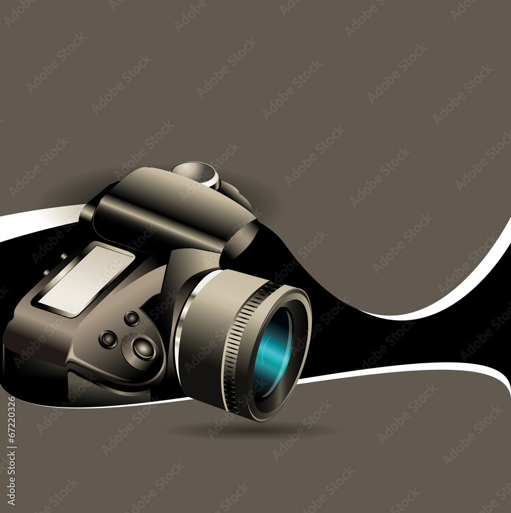 Poster vector sepia background with a photographic camera