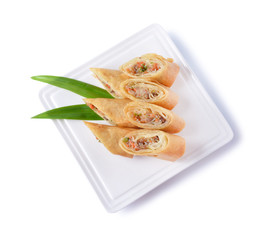 Spring rolls food on dish