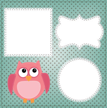 Cute owl layout with vintage lace frames