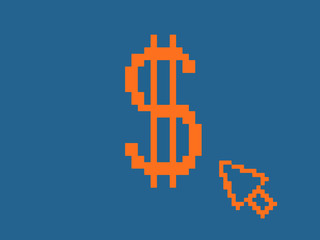 Obraz premium pixelated dollar sign