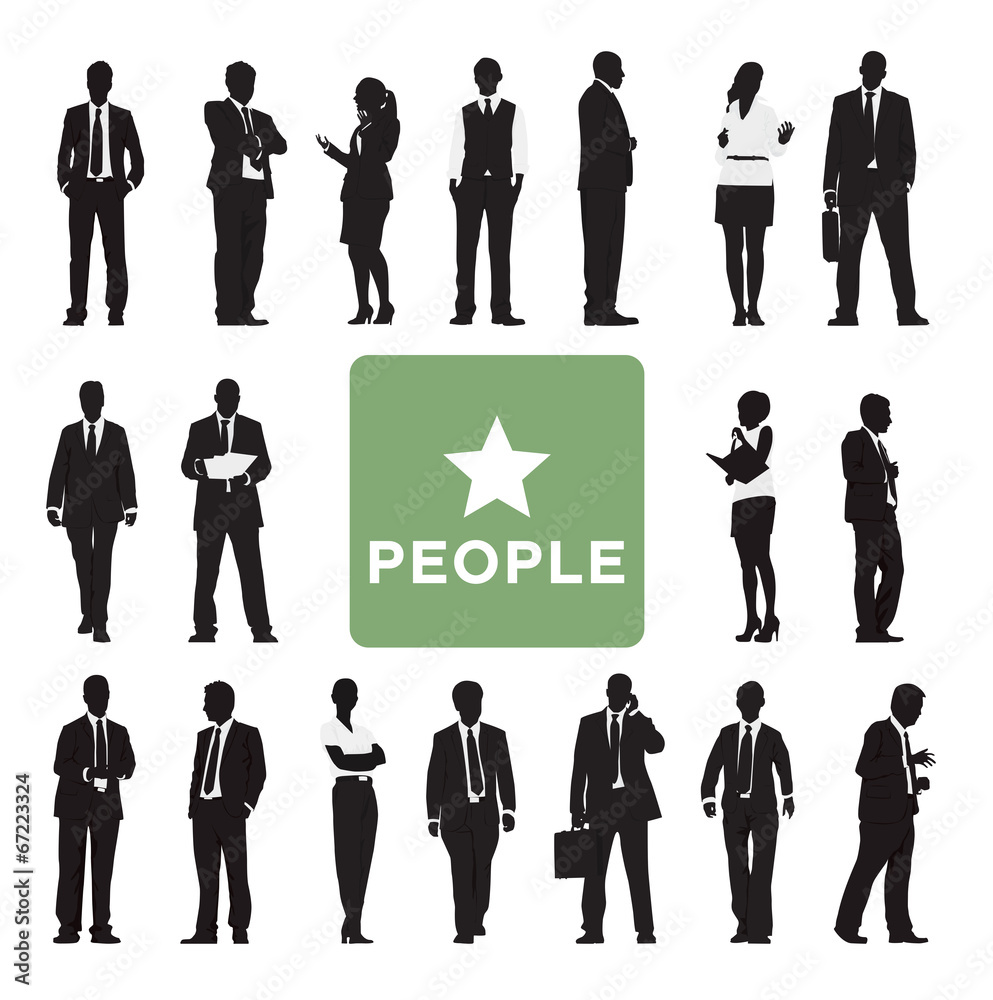 Wall mural vector of diverse business people's silhouette - Wall murals