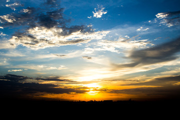 Silhouettes Sunset in the City.
