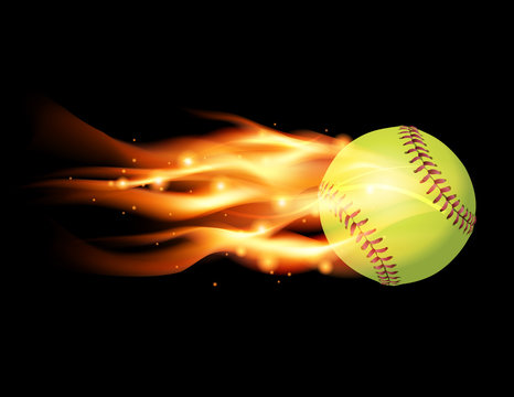 Flaming Softball Illustration
