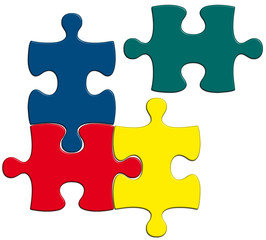 Obraz premium quatre pièces couleurs de puzzle