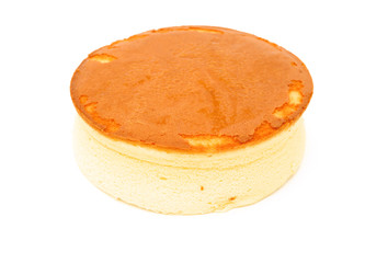 round cheese cake on a white background