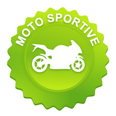 moto sportive sur bouton web denté vert