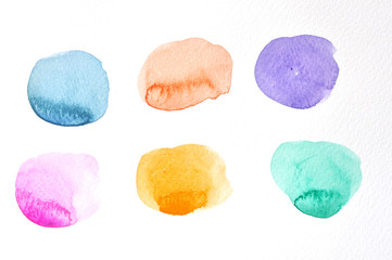 Watercolor circles collection. Watercolor stains set isolated on