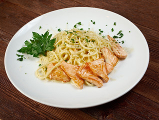 fettuccini pasta with salmon