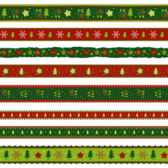 Christmas ribbon decoration patterns set
