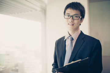 happy young business man work in modern office