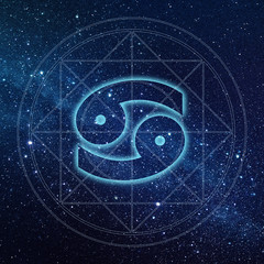 Cancer zodiac sign with Milky way galaxy background