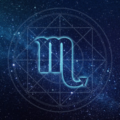 Scorpio zodiac sign with Milky way galaxy background