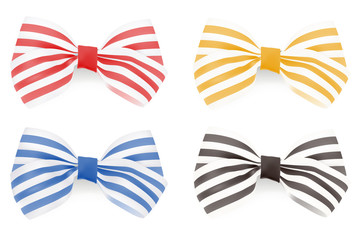 Set of Striped bows. Vector illustration