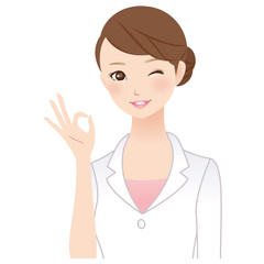 OKサインする女性　表情　美容