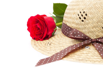 The Lady's still life with rose and elegant hat