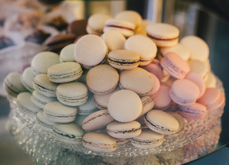 Pastel colored macarones on a plate