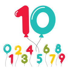 Set of birthday party balloon numbers