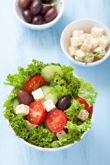 healthy salad with tomatoes olives and feta cheese