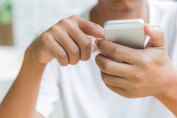 Man using smart phone