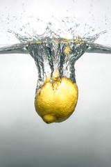 Fresh swimming fruits and vegetables