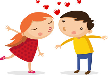 illustration of boy and girl in love