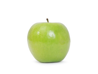 Green apple with leaf isolated on a white background