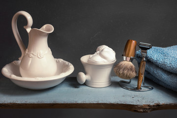 shaving Equipment on wood