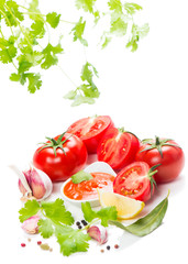 Tomatoes paste with spices and greens