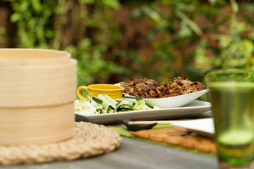 Crispy Chinese aromatic duck al fresco