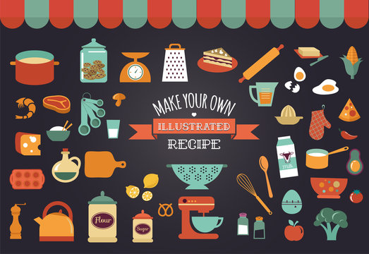 Food icons and illustrations - vector collection