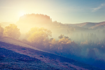retro mountain landscape