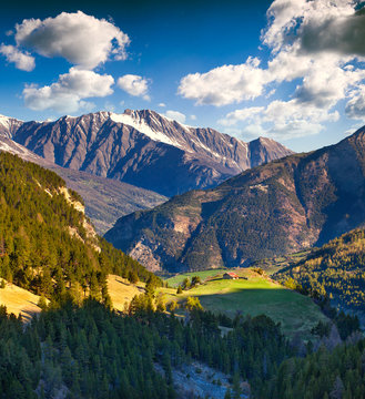 View from the Col d'Isoard Pass, Alps, France.