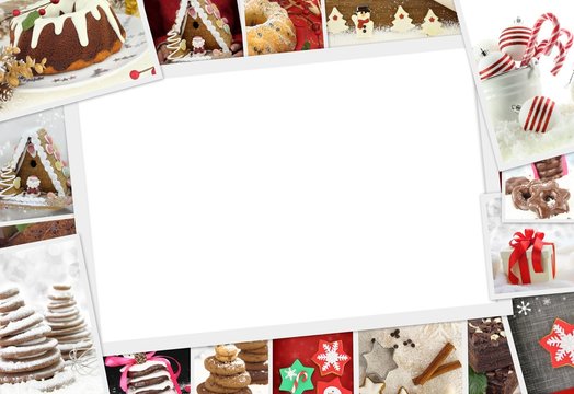 Collection of Christmas photos of confections with copy space