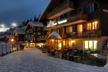 Winter chalet hotel in Switzerland