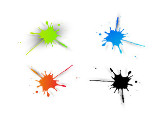 Vector set of colored blots on the white background