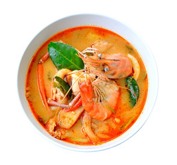 Tom Yum Goong - Thai hot and spicy soup seafood with shrimp - Th