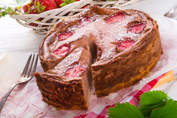 chocolate cheese cake with Strawberry