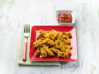 homemade croquette with ketchup