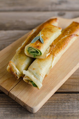 Pancakes with spinach and ricotta cheese