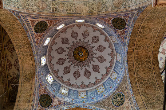 Inside Sultanahmet Mosque in Istanbul, Turkey