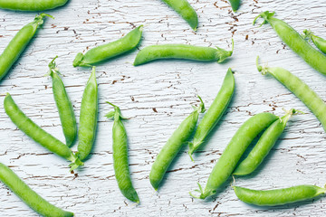 top view of green pea pods