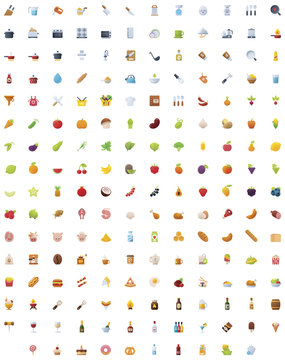 Big food, drinks and cooking icon set
