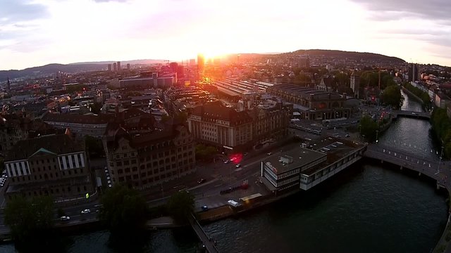 Sonnentunergang Stadt Z&uuml;rich