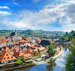 Fototapeta na wymiar Krumlov town from castle , Czech