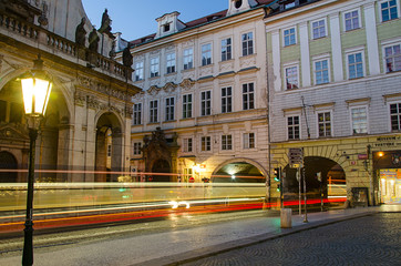 Fototapeta premium tram at night in Prague