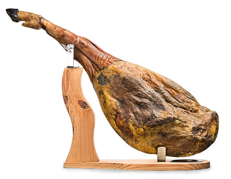 Iberian ham isolated