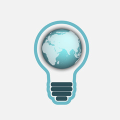 light bulb with a world globe